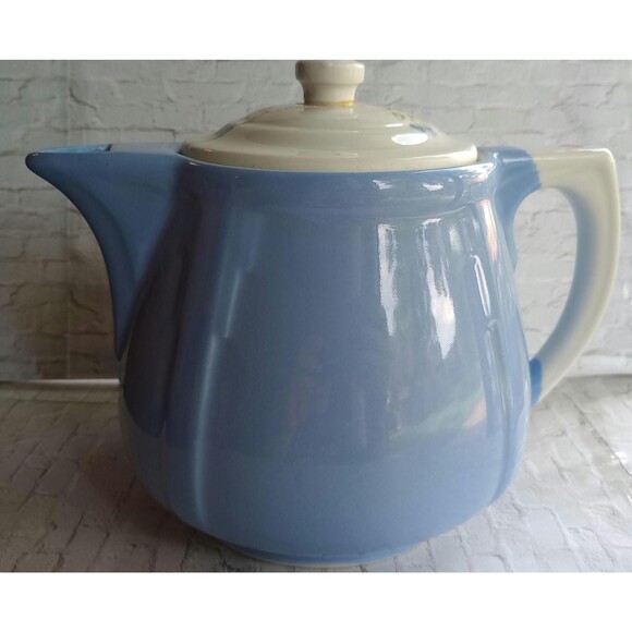 Vintage Halls Superior Quality Kitchenware Blue Morning Glory Coffee Pot Damaged - Picture 2 of 7